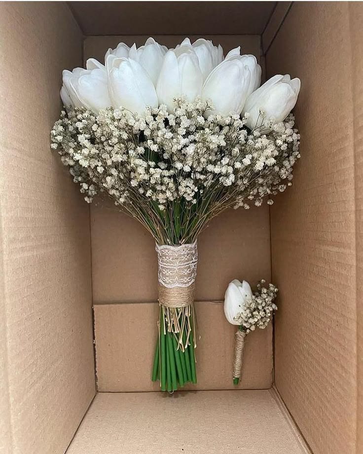 Tulipes & Gypsophile - Bouquet de Mariée Fraîcheur